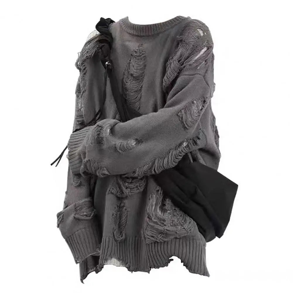 Ripped Knitted Hip Hop Sweater Pullover