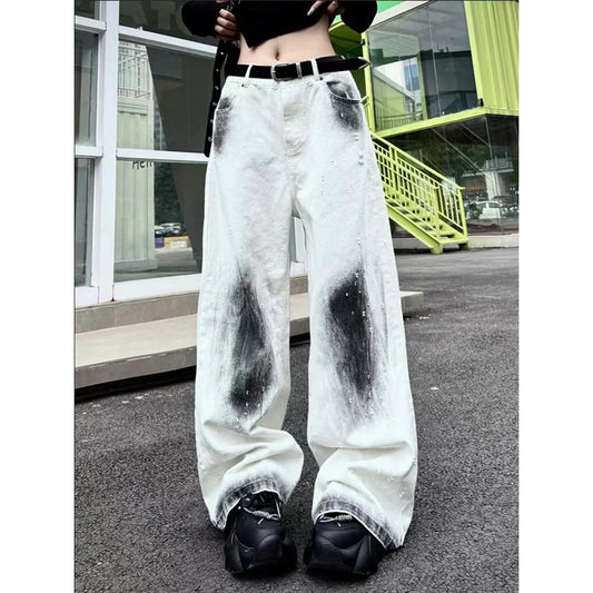 Vintage High Waist White Wide Jeans