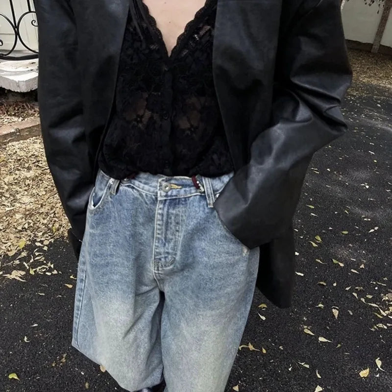 Sexy Lace Blouses Womens Shirt