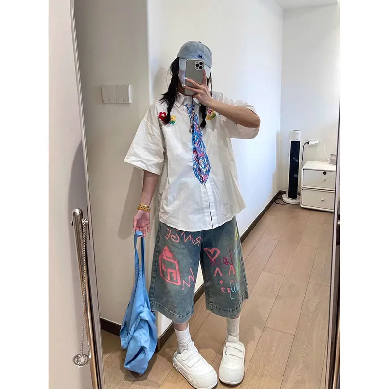 Classic High Waist Baggy Blue Jorts
