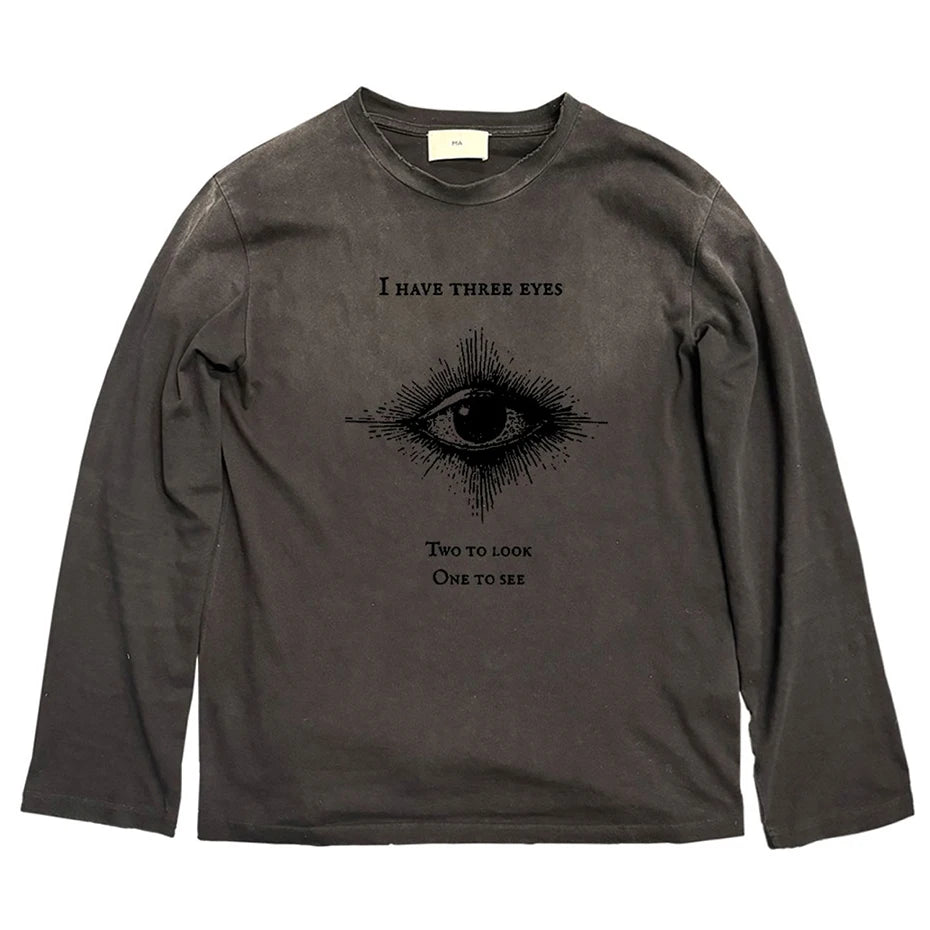 Vintage Gothic Flower Graphic Long T-Shirt