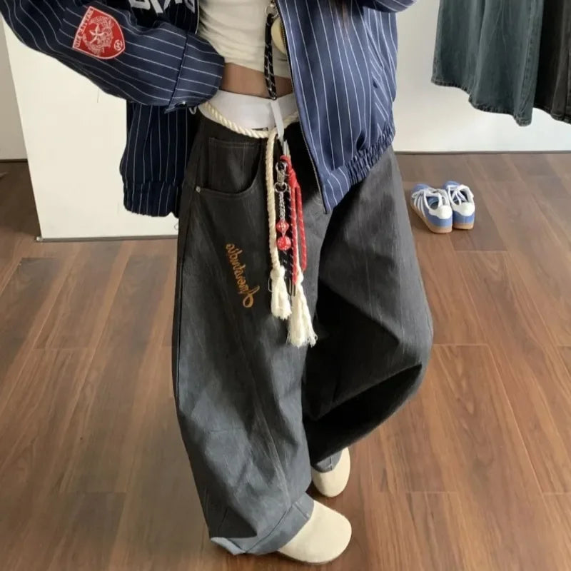 Versatile Retro Embroidered Heavy Work Jeans