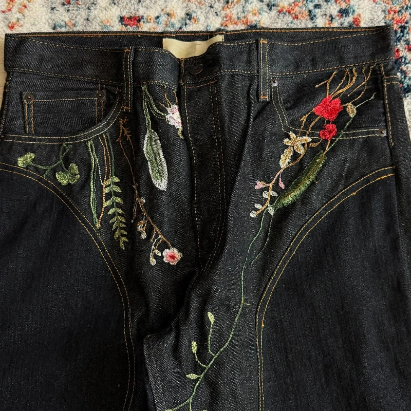 Blossom Floral Baggy Jeans Retro