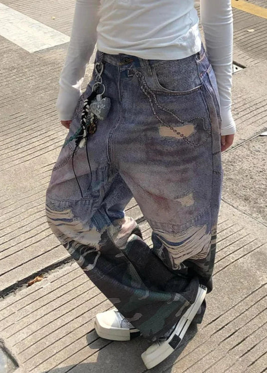 Vintage Blue Wide Leg Denim Jeans
