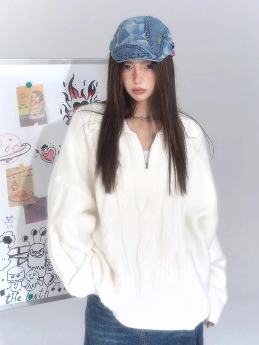 Cozy Knit Half Zip Sweater Pullover