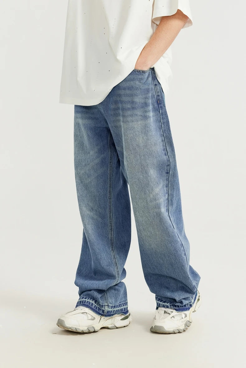 Vintage Washed Denim Classic Pants Jeans