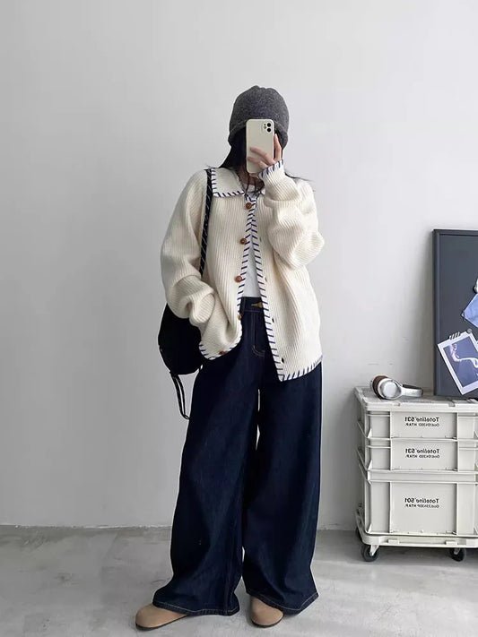 Elegant Oversized Knitted Cardigan Sweater Coat