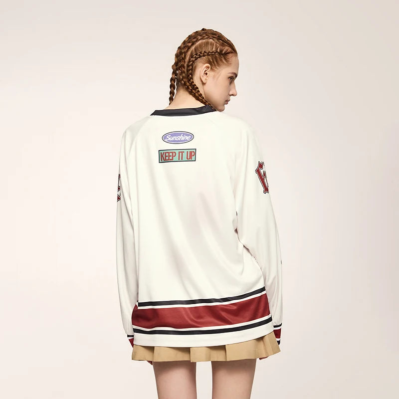 Retro Oversized Sports Letter Printed T-Shirt