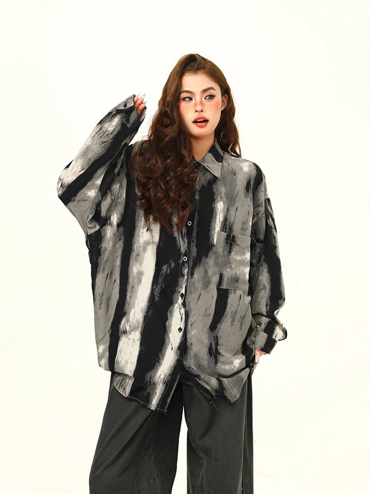 Retro Loose Tie Dye Long Shirt