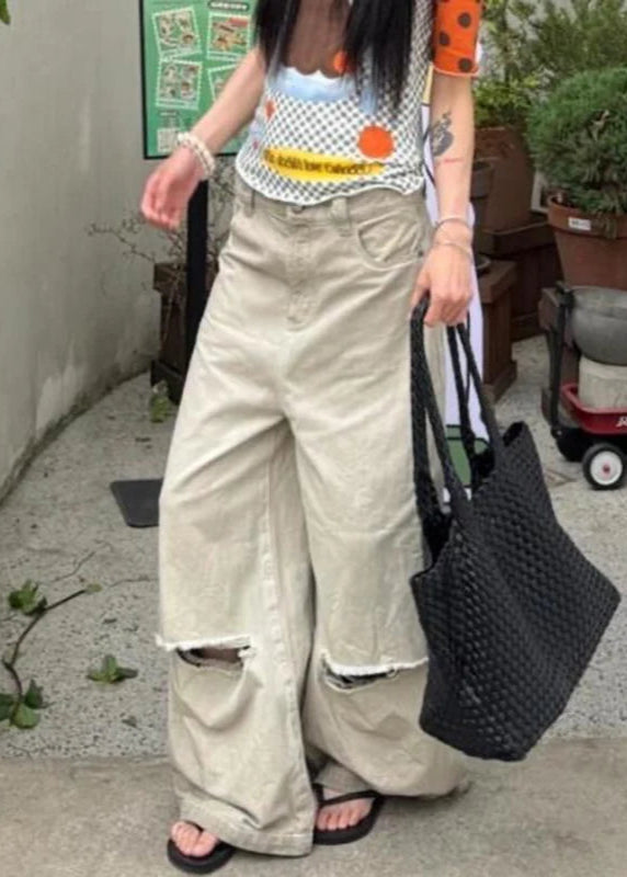 Retro Wide Leg Vintage Apricot Jeans