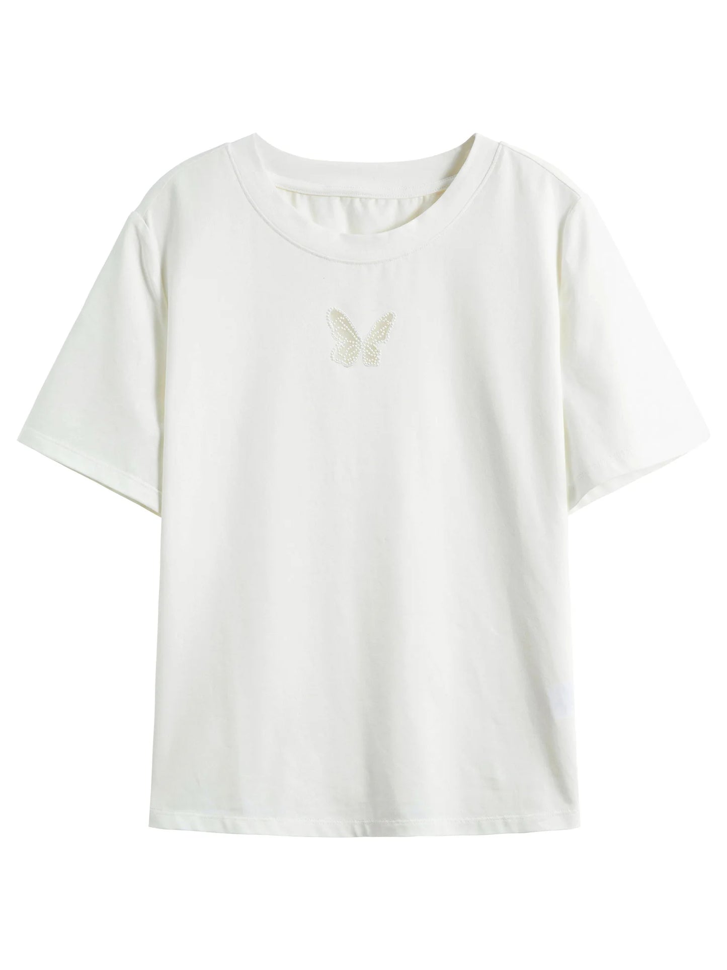 Elegant Mesh Embroidered Shoulder T-Shirt
