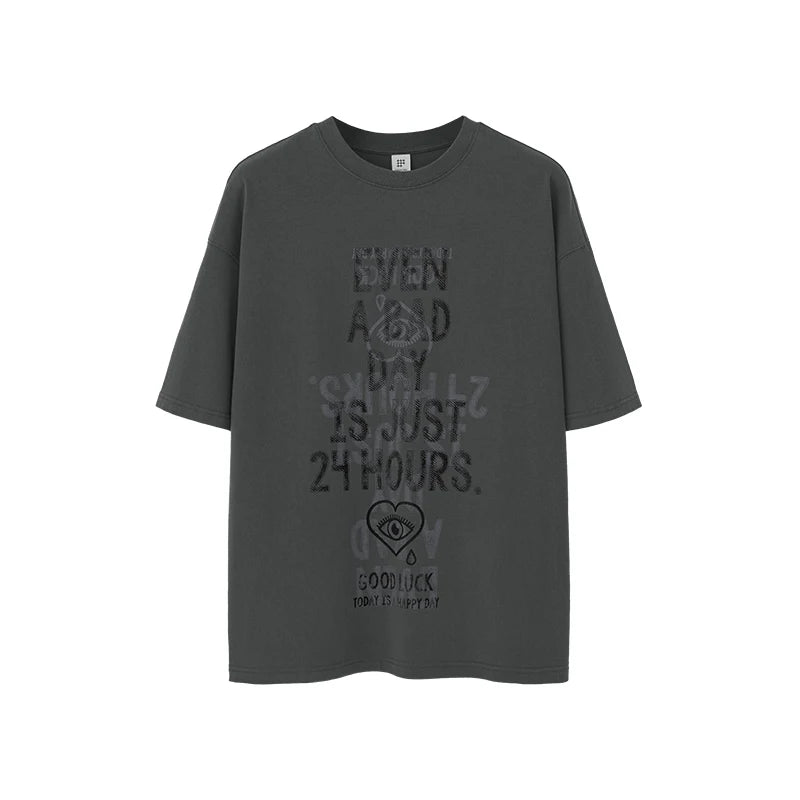 Heavyweight Cotton Letter Print Crew T-Shirt