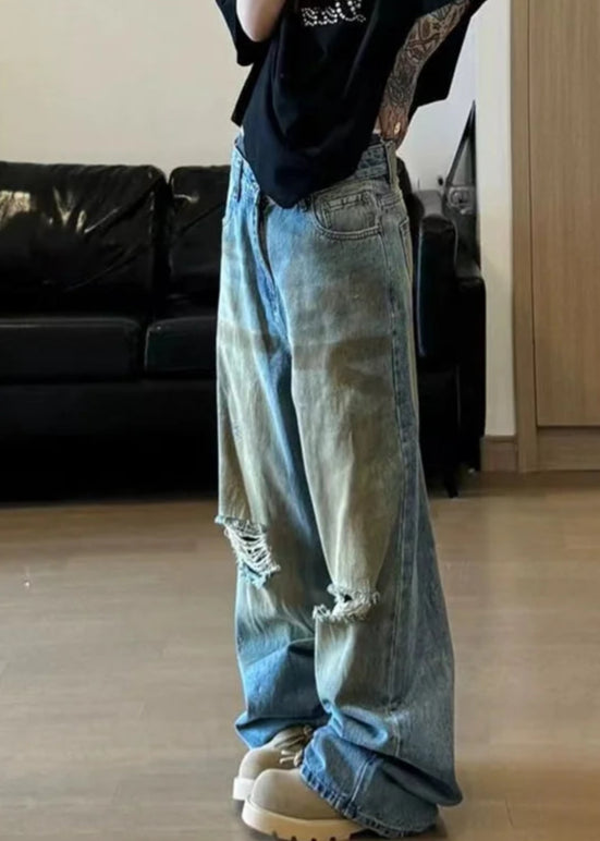 Vintage Ripped Loose Wide Leg Jeans