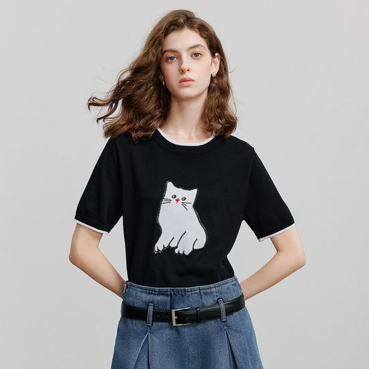 Stylish Knit Short-Sleeve T-shirt