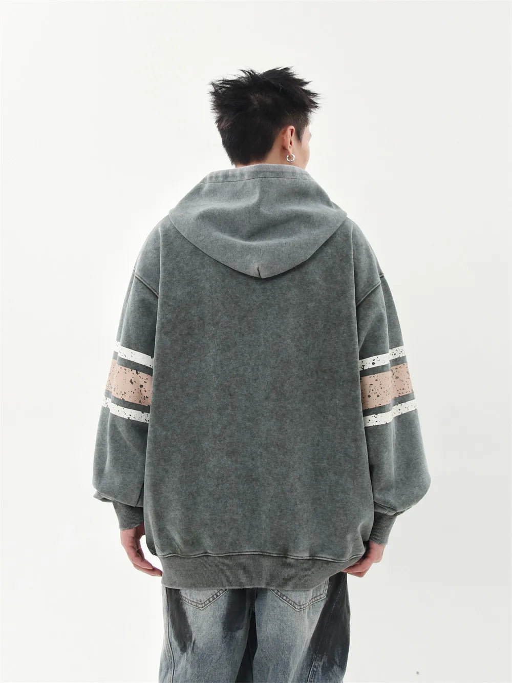 Vintage Distressed Print Hooded Sweatshirts