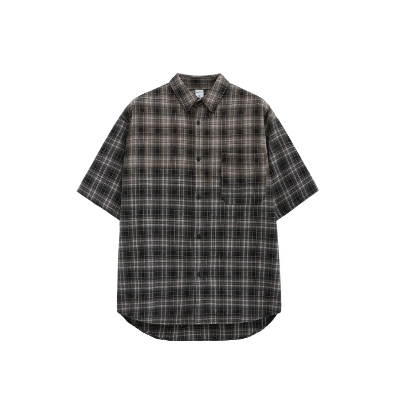 Oversized Plaid Heavyweight Short Sleeved Shirt