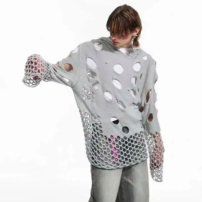 Luxury Hollow Design Hooded Pullover Shirt