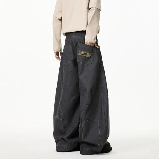 Retro Scimitar Wide Leg Denim Jeans