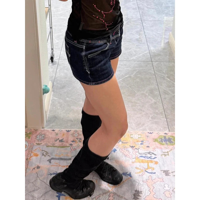 Vintage Gothic Denim Aesthetic Shorts