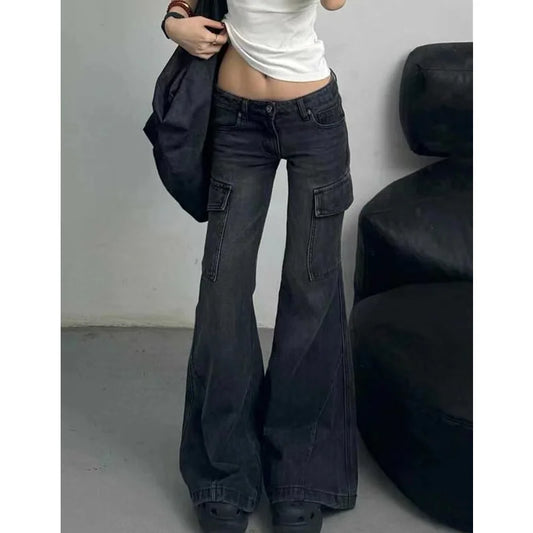 Black Vintage High Waist Straight Jeans
