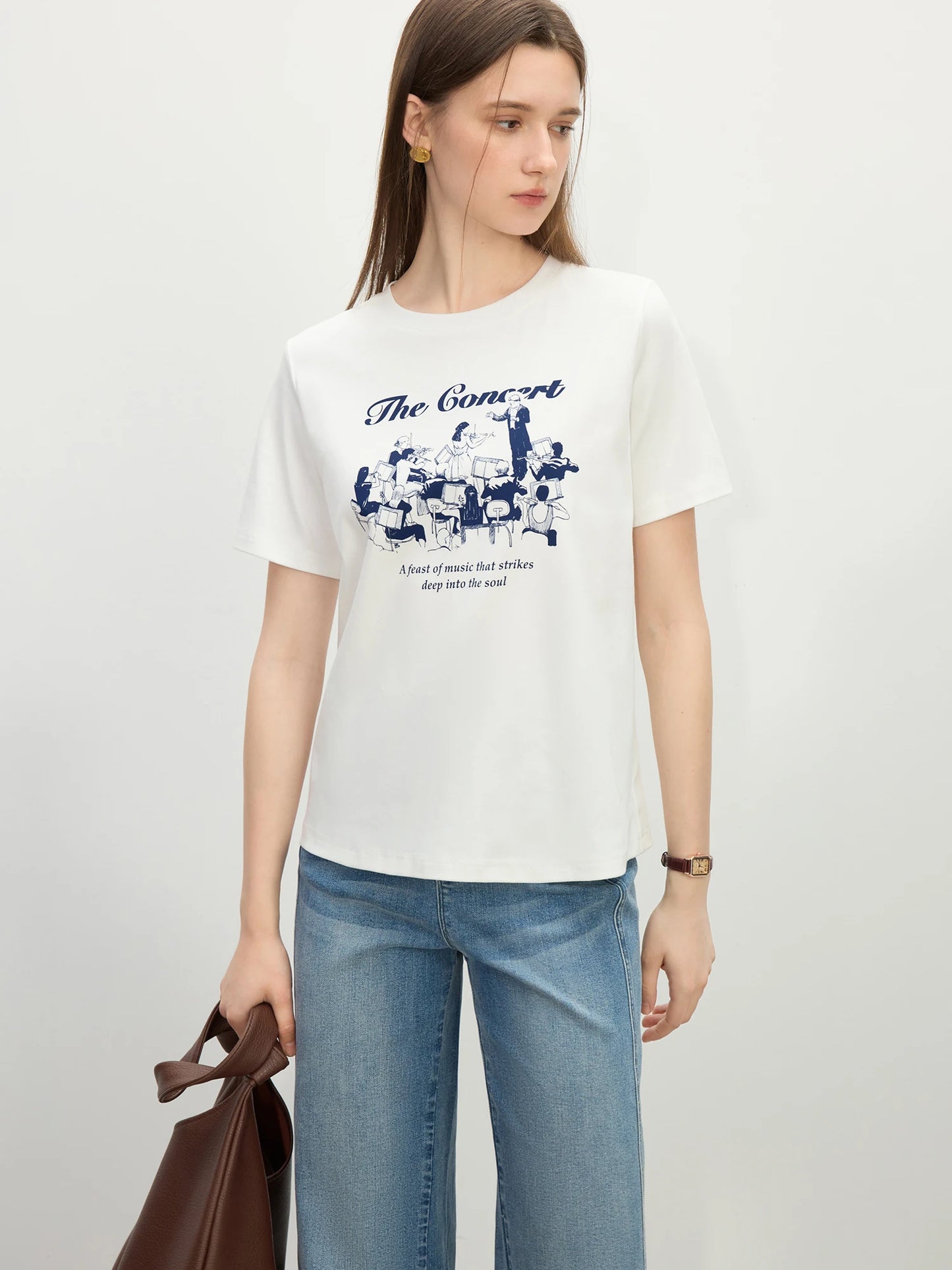 Chic Minimalist Pure Cotton Short-Sleeved T-Shirt