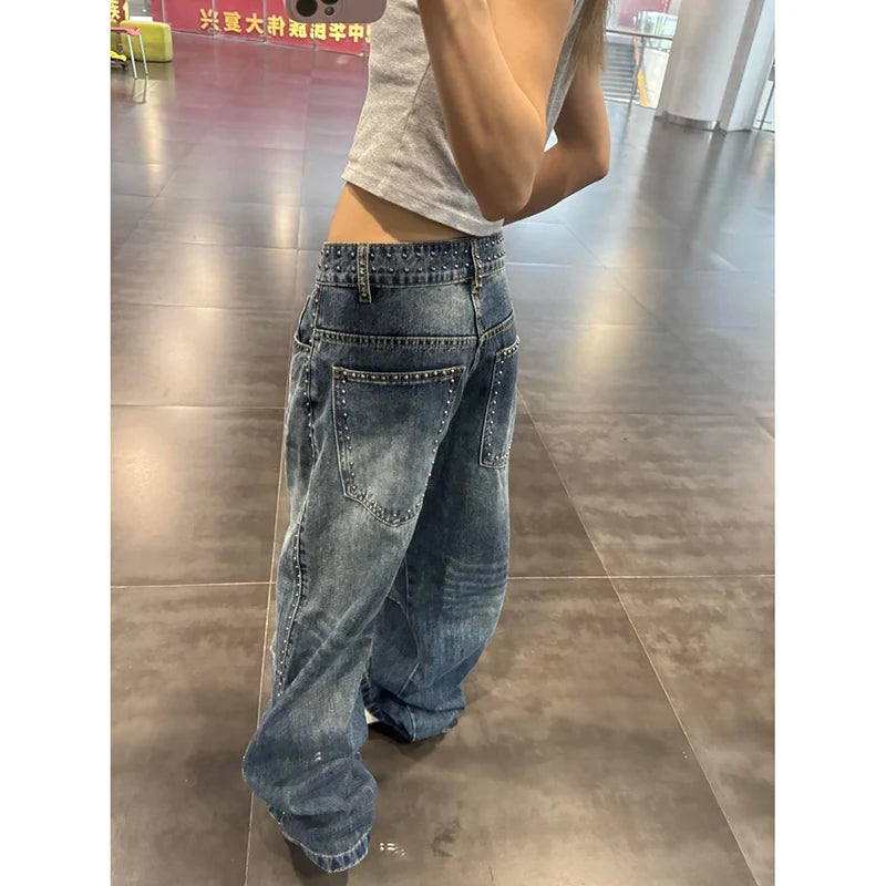 Vintage Oversize Boyfriend Ripped Blue Jeans
