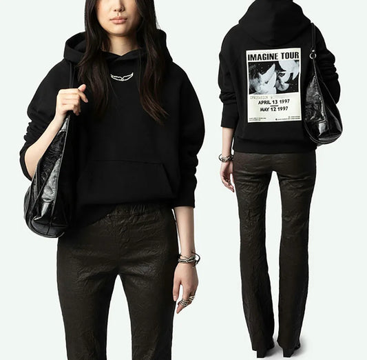 Cotton Raglan Wing Detail Hoodie Shirt