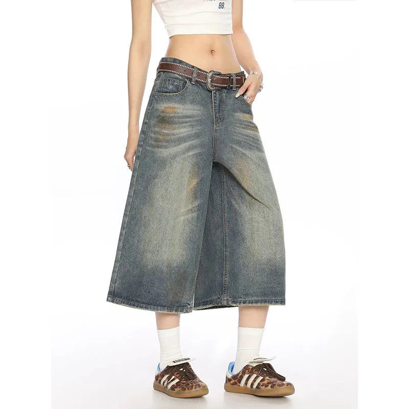 Vintage High Waist Blue Denim Shorts