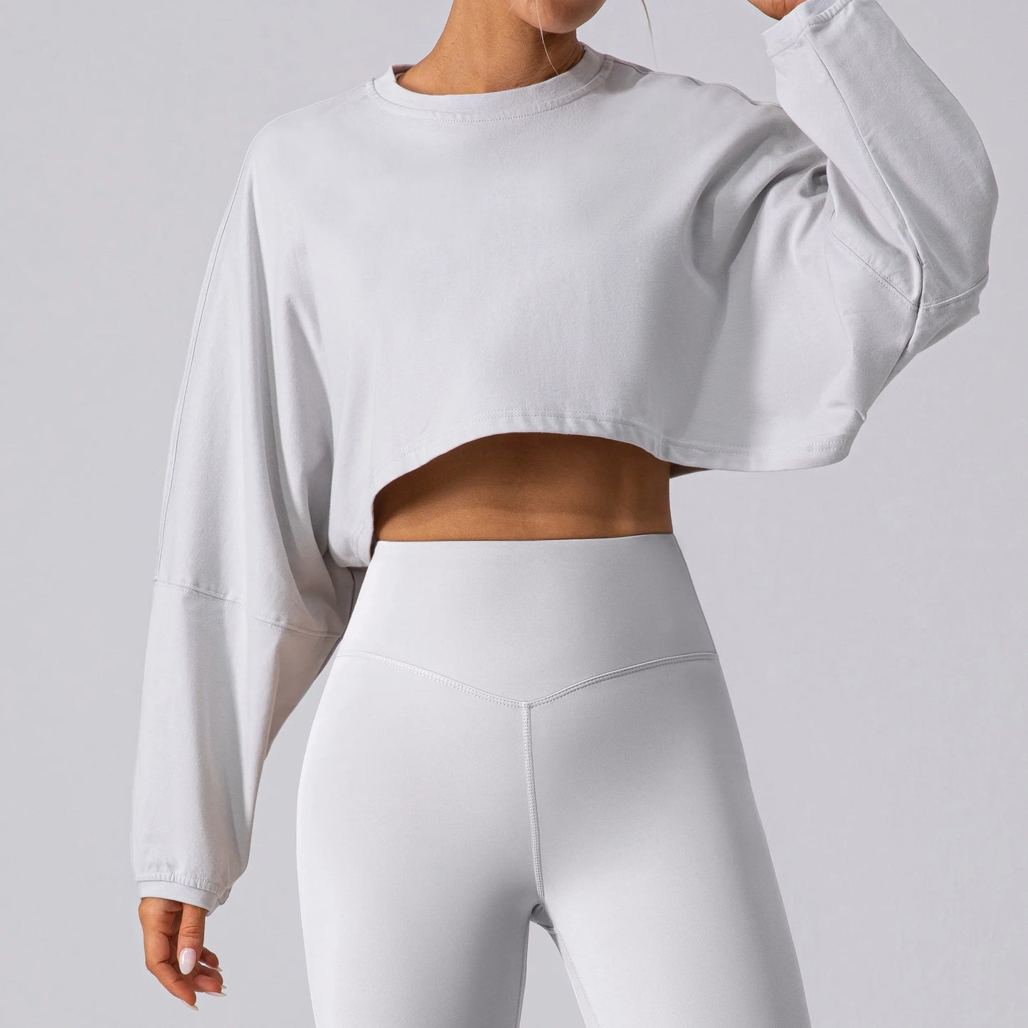 Breathable Long Sleeve Sports Crop T-Shirt