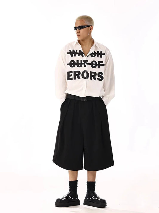 Black Wide Leg Suit Shorts