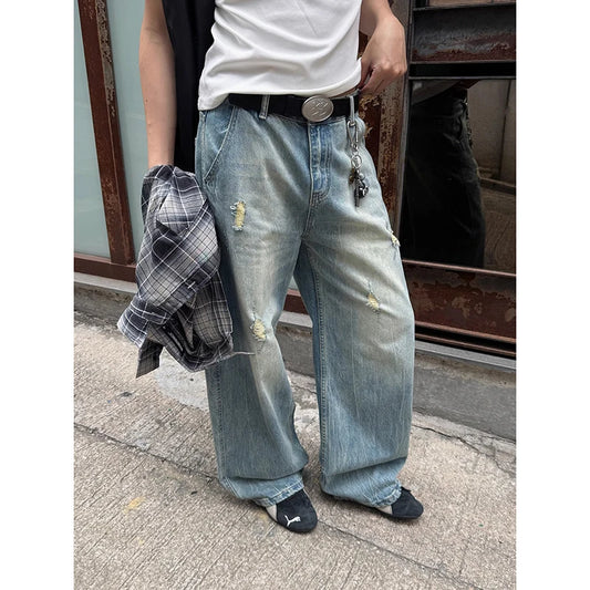 Blue Gothic Y2K Ripped Cargo Jeans