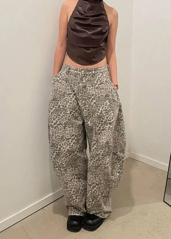 Leopard Print Loose Wide Leg Pants
