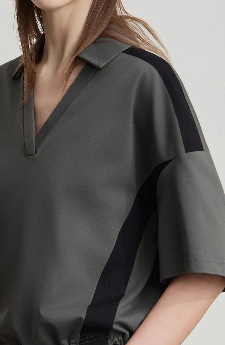 Chic Minimalist V-Neck Cotton T-Shirt