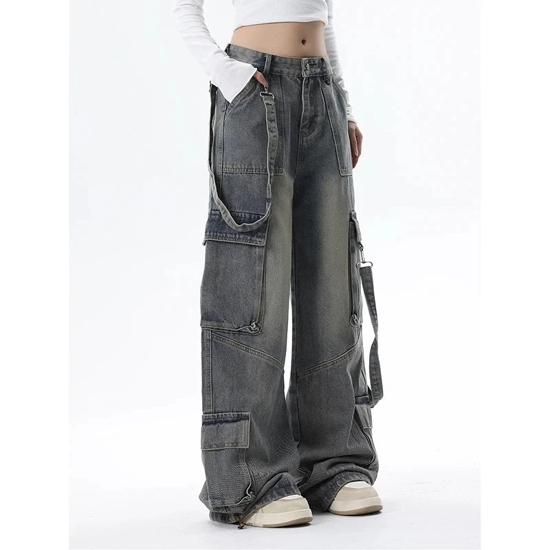 Vintage Blue Gothic Cargo Y2K Jeans