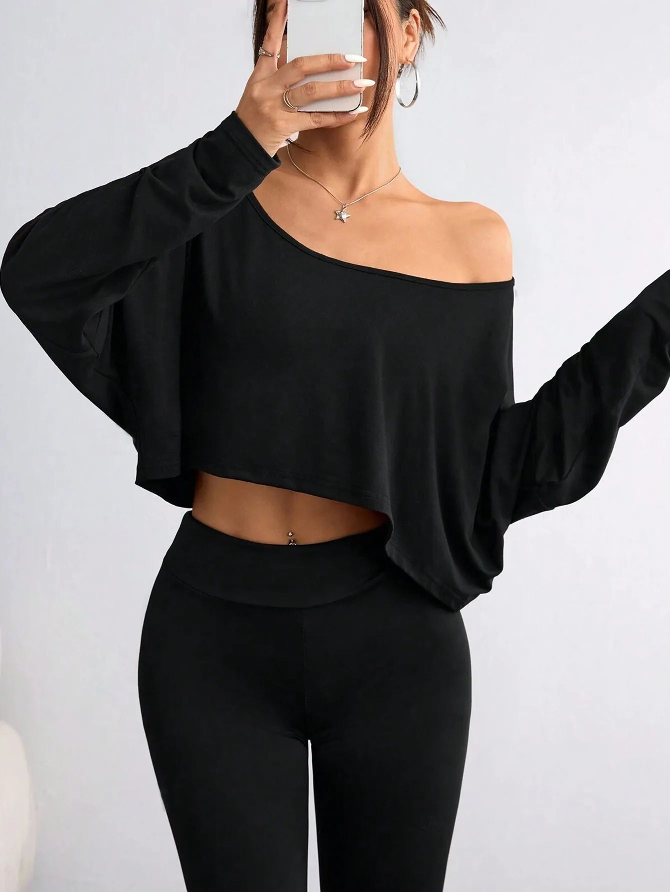 Sexy Oblique Shoulder Casual Long T-Shirt