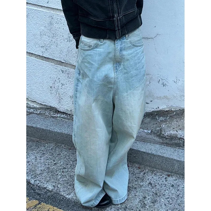 Blue Splicing High Street Straight Jeans