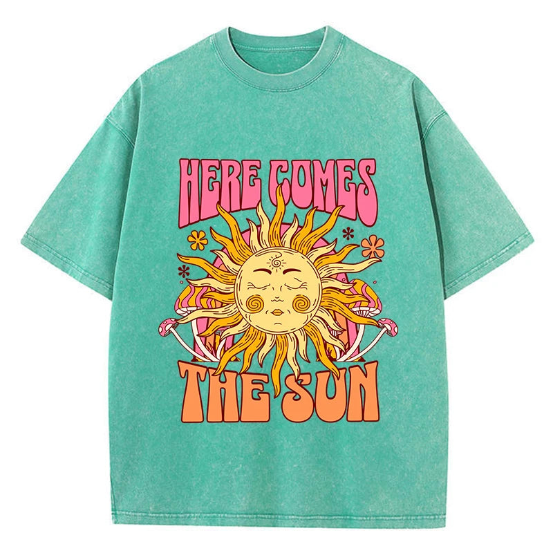 Sun Prints Oversize Washed Cotton T-Shirt