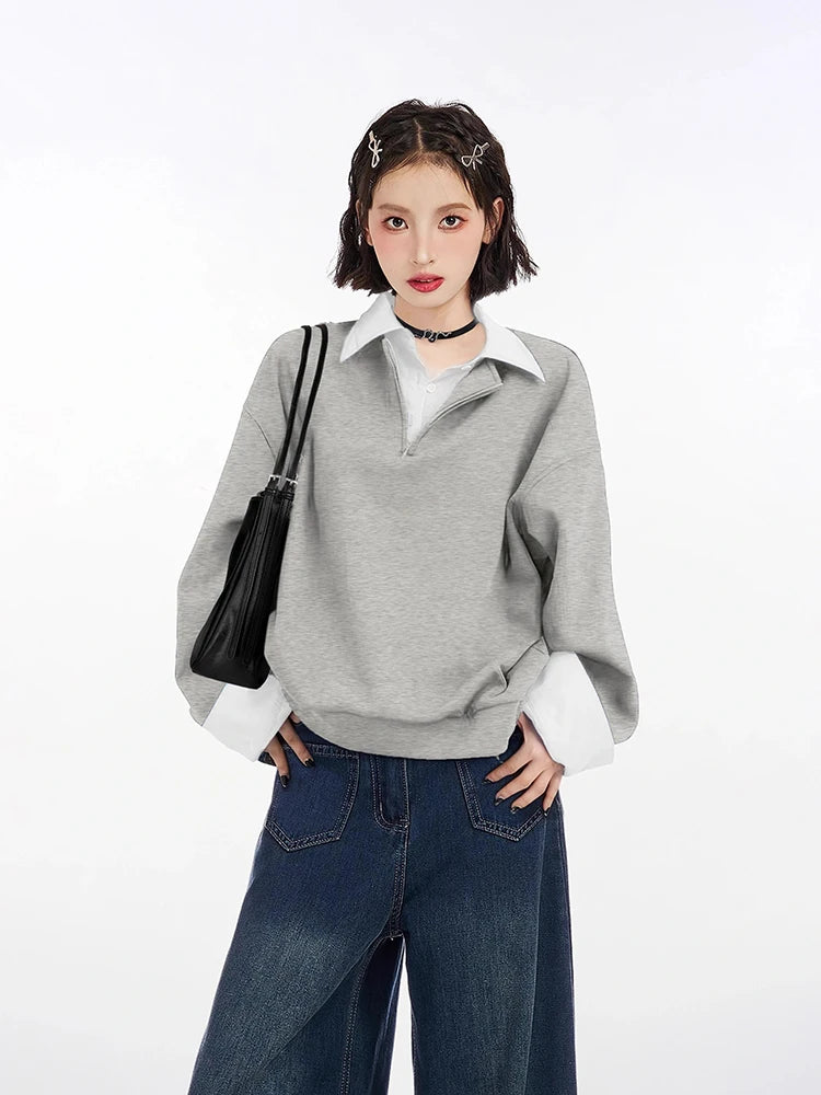 Versatile Loose Collar Sweatshirt