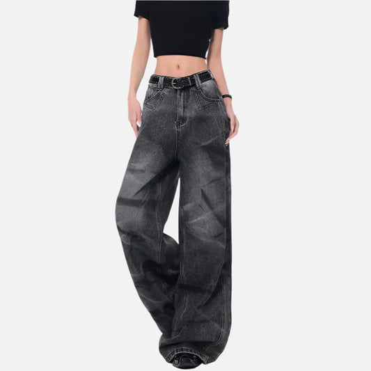 Vintage Style Wide Leg Denim Jeans