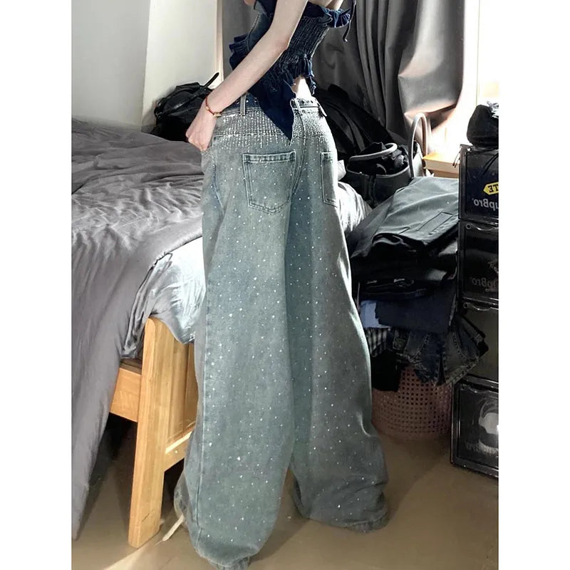 Vintage Blue High Waist Wide Jeans