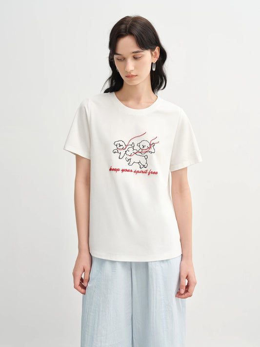 Flattering Summer Embroidered Plus Size T-Shirt