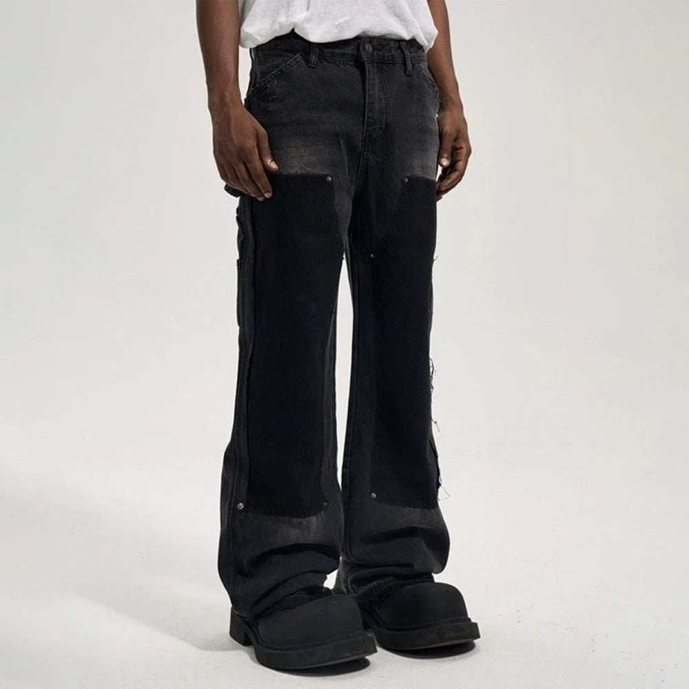 Retro Hip Hop Denim Cargo Jeans