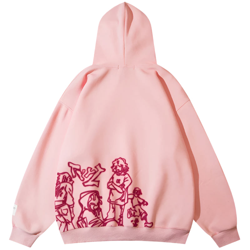 Funny Cartoon Graphic Pink Hoodie Shirt