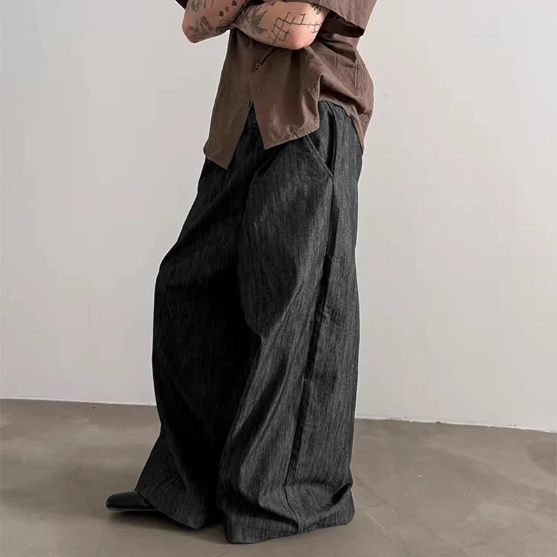 Solid Color Wide Leg Casual Pants