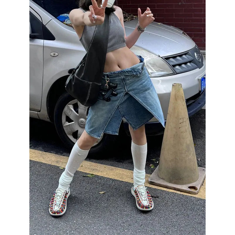 Blue Denim Y2K Mini Skirt Jeans