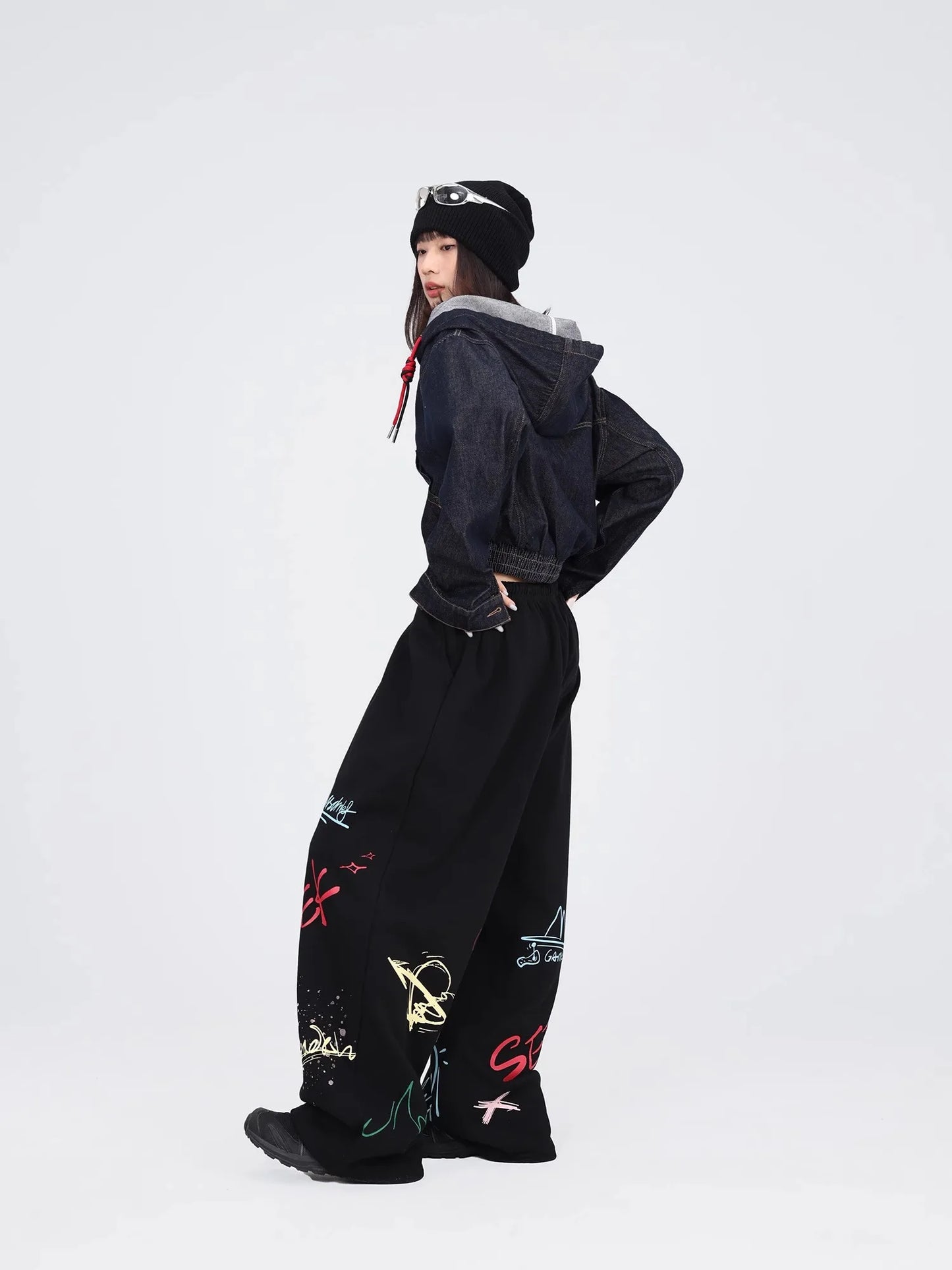 Black Graffiti Hip Hop Dance Pants