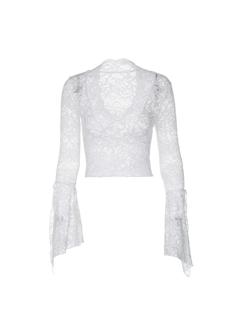 Vintage Red Lace Long Sleeve T-Shirt