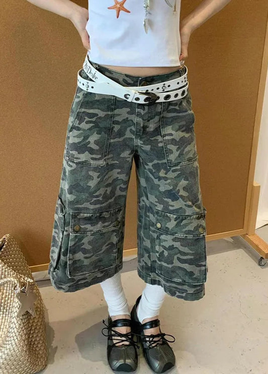 Vintage High Waist Camouflage Jorts