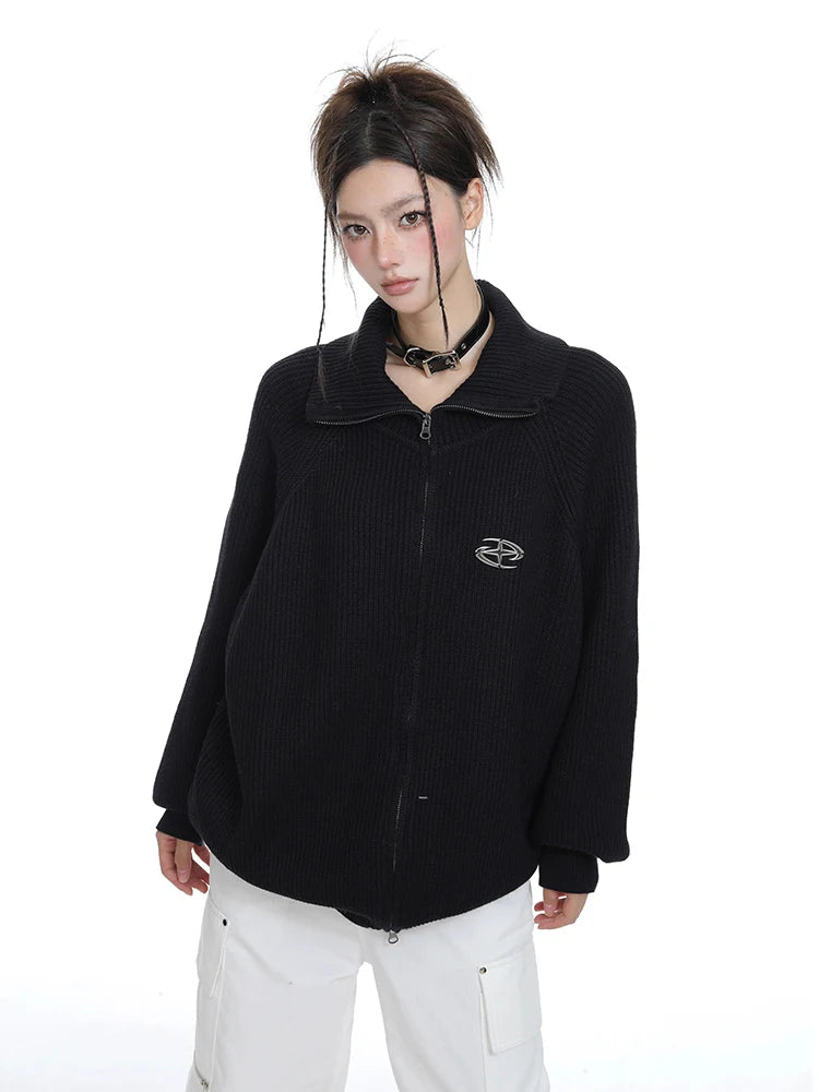 Cozy Knitted Zip Cardigan Sweater Outerwear