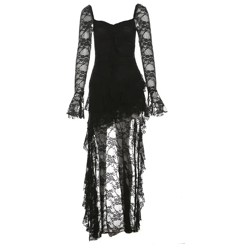 Lace Flare Sleeve A-line Dress